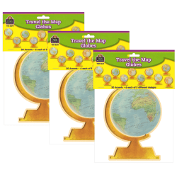Teacher Created Resources Accents, Travel The Map Globes, 30 Pieces Per Pack, Set Of 3 Packs