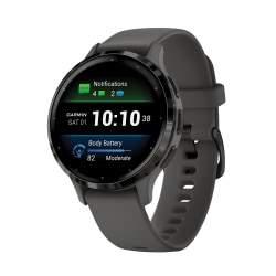 Garmin Venu 3S Fitness Smartwatch With Stainless-Steel Bezel And Silicone Band, Pebble Gray/Slate