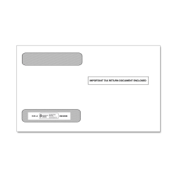 ComplyRight Double-Window Envelopes For W-2 (5218) Tax Forms, 5-5/8" x 9", Self-Seal, White, Pack Of 100 Envelopes