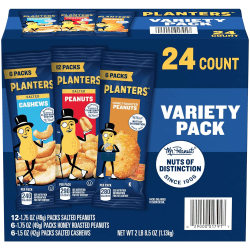 PLANTERS Peanuts & Cashews Nuts Variety Pack 1.7 oz, 24 Count