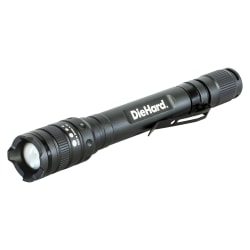 DieHard® 180-Lumen Battery-Powered Aluminum LED Flashlight with 3 Modes, Twist Focus & Pocket Clip, Black, 41-6648
