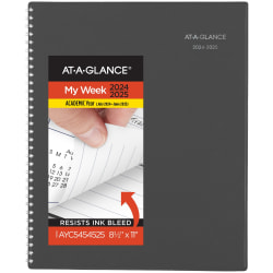 2024-2025 AT-A-GLANCE® DayMinder® Academic Weekly/Monthly Planner, 8-1/2" x 11", Charcoal, July To June, AYC54545