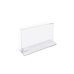 Azar Displays Double-Foot Acrylic Sign Holders, 4" x 6", Clear, Pack Of 10