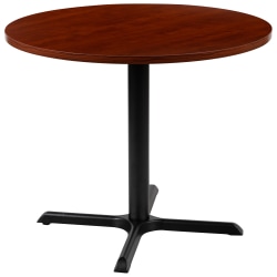 Flash Furniture Round Multipurpose Conference Table, 30"H x 35-1/2"W x 35-1/2"D, Cherry/Black