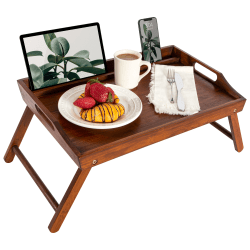 Rossie Home® Media Bed Tray, 13.9"H x 21.8"W x 2.6"D, Java Bamboo