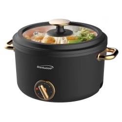 Brentwood® 2.6-Qt. 700-Watt Multifunction Electric Hot Pot Cooker with Ceramic Nonstick Coating & Food Steamer, Black, HP-3250BK