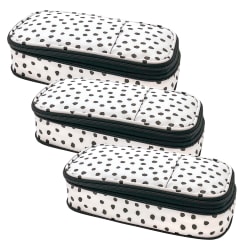 Teacher Created Resources Pencil Cases, 2-1/2"H x 4-1/4"W x 9"D, Black Painted Dots On White, Pack Of 3 Cases