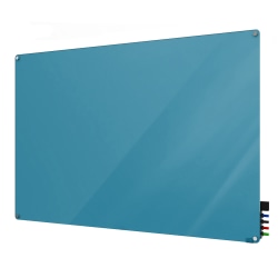 Ghent Harmony Magnetic Glass Unframed Dry-Erase Whiteboard, 24" x 36", Blue