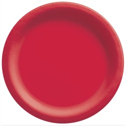 Amscan Go Brightly Solid Lunch Paper Plates, 8-1/2", Red, Pack Of 16 Plates