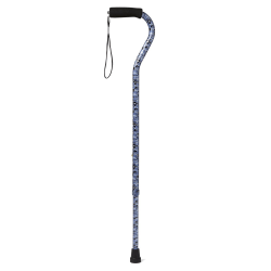 Medline Adjustable Aluminum Offset-Handle Cane, 29" - 38", Blue Camo