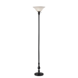 Adesso Claret Torchiere, Black with White Alabaster Shade