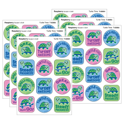 TREND Stinky Stickers, Turtle Time, Raspberry Scent, 48 Per Pack, Set Of 6 Packs