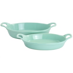 Martha Stewart 2-Piece Stoneware Oval Baker Set, Mint