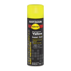 Rust-Oleum Hard Hat High Performance V2100 System Rust Preventive Enamel Spray Paint, 14 Oz, Gloss Fluorescent Yellow, Case Of 6 Cans