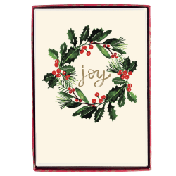 Graphique Holiday Boxed Cards, 5" x 7", Joy Wreath, Box Of 15 Cards