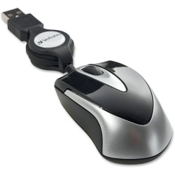 Verbatim® Travel Optical Mouse, Mini, Black/Silver
