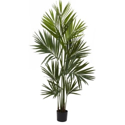 Nearly Natural Kentia Palm 84"H Silk Tree With Pot, 84"H x 48"W x 40"D, Green