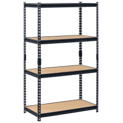 Edsal Muscle Rack™ Heavy Duty Boltless Steel Shelving Unit, 4-Shelf, 60"H x 36"W x 18"D, Black