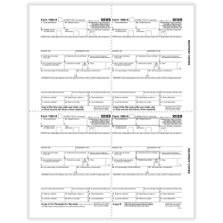ComplyRight® 1099-R Tax Forms, 4-Up (Box-Format), Copies B, C, 2, 2, 8-1/2" x 11", Pack Of 500 Forms