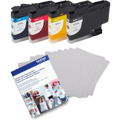 Brother Genuine Sublimation Ink Cartridge Color 4-Pack, Black, Cyan, Magenta & Yellow, and Sublimation Paper, 100 Sheets
