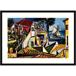 Amanti Art Paysage Mediterraneen by Pablo Picasso Wood Framed Wall Art Print, 33"W x 24"H, Black