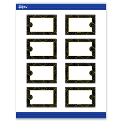 Avery® Printable Tags With Sure Feed® Technology, 2" x 3", Matte White With Black Border with Gold Pattern, Pack Of 80