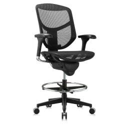 WorkPro® Quantum 9000 Series Ergonomic Mesh/Mesh Mid-Back Stool, Black/Black, BIFMA Compliant
