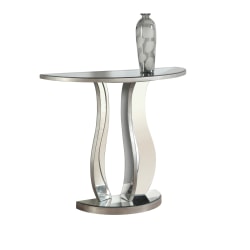 Monarch Specialties Remy Accent Table, 32-1/2"H x 36"W x 14-1/2"D, Brushed Silver