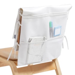 Dormify Kayla Over the Chair Pocket Organizer, White Faux Leather