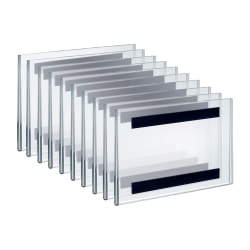 Azar Displays Magnet Back Horizontal U-Frame Sign Holders, 4"H x 6"W x 1/4"D, Clear, Pack Of 10 Sign Holders