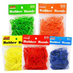 JAM Paper® Rubber Bands, Size 33, Assorted Colors, 100 Rubber Bands Per Bag, Pack Of 5 Bags