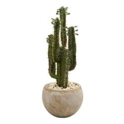 Nearly Natural Cactus 30"H Artificial Plant With Bowl Planter, 30"H x 10"W x 10"D, Green
