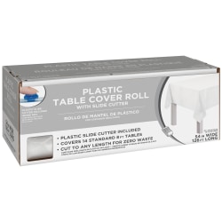 Amscan Boxed Plastic Table Roll, Frosty White, 54&rdquo; x 126’