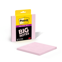 Post-it® Super Sticky Big Notes, 6 x 6 in, 1 Sticky Note Pad, 30 Sheets/Pad, Great for Vision Boards, Creative Projects, and Study Spaces, Pink Salt