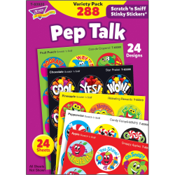 Trend Pep Talk Scratch 'n Sniff Stinky Stickers - (Unicorn, Country Critters, Ribbeting Rewards, Candy Compli-MINTS, Snappy Apples, Star Praise) Shape - 288 / Pack