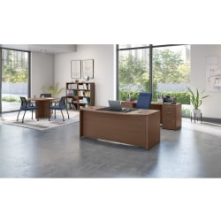 HON® Mod 72"W Executive Workstation Computer Desk And Credenza With Double-Pedestal, Sepia Walnut