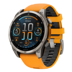Garmin® fenix® 8 AMOLED Multisport GPS Watch With Silicone Band And 47mm Lens, Spark Orange/Graphite