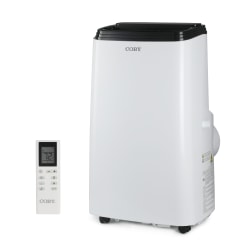 COBY Portable Air Conditioner 3-in-1 AC Unit, Dehumidifier & Fan, 12,000 BTU, 28-15/16" x 16-3/4", White