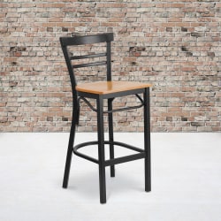 Flash Furniture 2-Slat Ladder Back Restaurant Bar Stool, Natural/Black