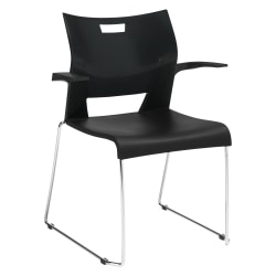Global® Duet Stacking Chair With Arms, Asphalt Night/Chrome