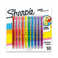 Sharpie Liquid Accent Pen-Style Highlighters, Assorted Colors, Pack Of 10