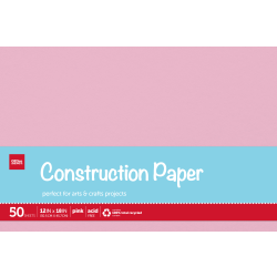 Office Depot® Brand Construction Paper, 12" x 18", 100% Recycled, Pink, Pack Of 50 Sheets