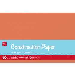 Office Depot® Brand Construction Paper, 12" x 18", 100% Recycled, Orange, Pack Of 50 Sheets