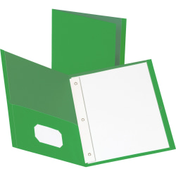 Business Source Leatherette Storage Pockets Fastener Folders, Letter Size, 8 1/2" x 11", Green, Box Of 25 Folders