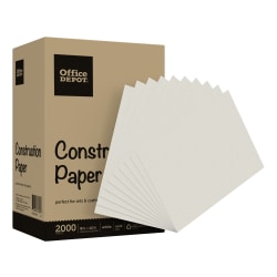 Office Depot® Brand Construction Paper, 9" x 12", 100% Recycled, Stone White, Pack Of 2,000 Sheets