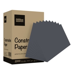 Office Depot® Brand Construction Paper, 9" x 12", 100% Recycled, Black, Pack Of 2,000 Sheets