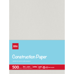 Office Depot® Brand Construction Paper, 9" x 12", 100% Recycled, Stone White, Pack Of 500 Sheets