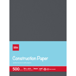 Office Depot® Brand Construction Paper, 9" x 12", 100% Recycled, Black, Pack Of 500 Sheets