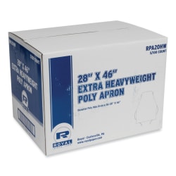 AmerCareRoyal® Heavyweight Poly Aprons, One Size Fits All, White, Case Of 500 Aprons