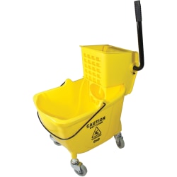 Impact® Side-Press Wringer and Plastic Bucket Combo, 12 to 32 oz, Yellow